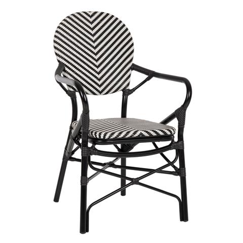 ARMCHAIR ALUMINUM HM5928.01 BLACK WITH TEXTLINE IN BLACK&WHITE 56x59x94,5Hcm.