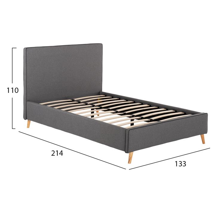 BED INDRA HM662.01 GREY FABRIC & DRAK GREY RAIL FOR MATTRESS 160x200cm.