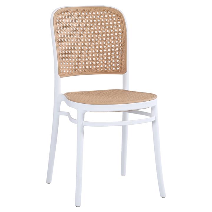 CHAIR POLYPROPYLENE HM5937.01 WHITE WITH BEIGE SEAT AND BACKREST 41x49x102Hcm.