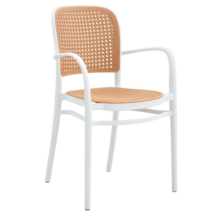 ARMCHAIR POLYPROPYLENE HM5938.01 WHITE AND BEIGE 56x52.5x85.5Hcm.