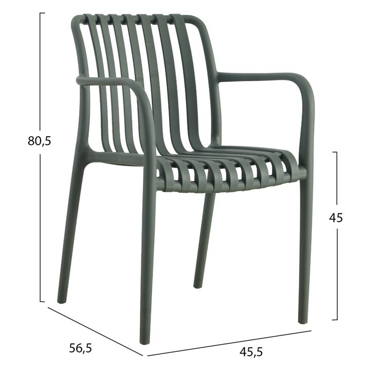 ARMCHAIR POLYPROPYLENE HM5940.07 DARK OLIVE 45.5x56.5x80.5Hcm.