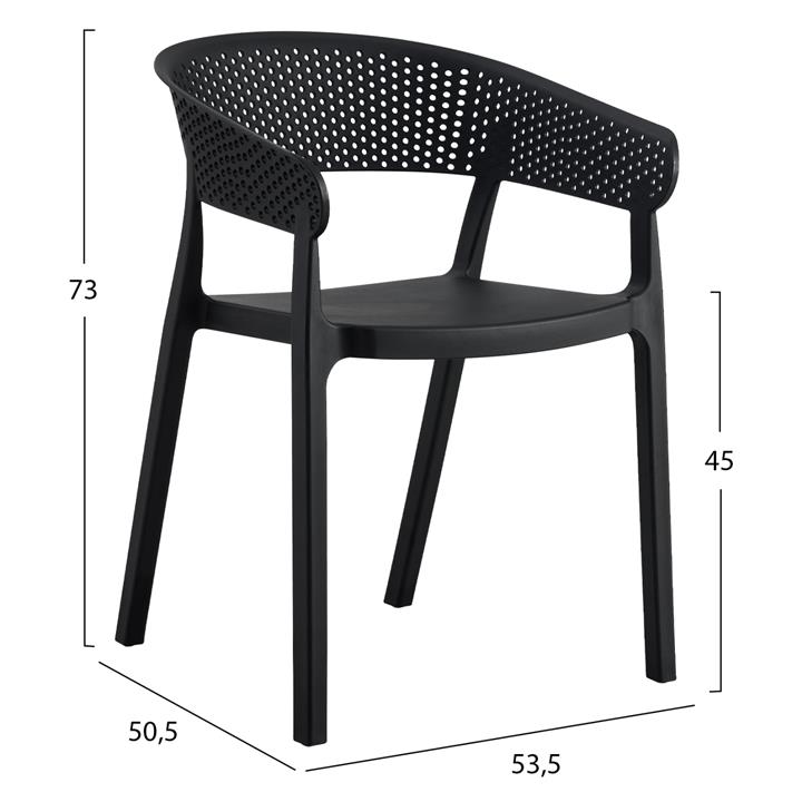 ARMCHAIR POLYPROPYLENE HM5941.02 IN BLACK 53,5x50,5x73Hcm.