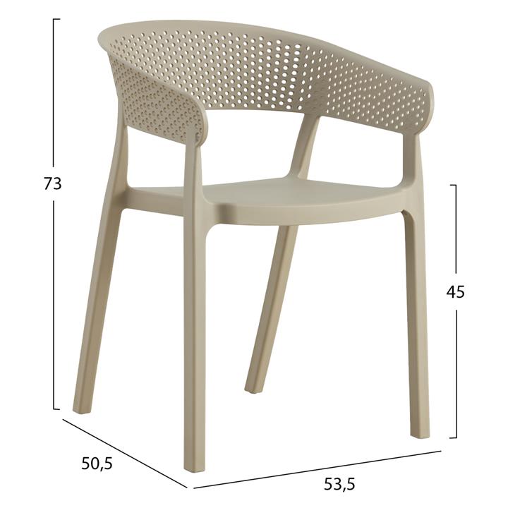 ARMCHAIR POLYPROPYLENE FB95941.03 IN CAPPUCCINO 53,5x50,5x73Hcm.