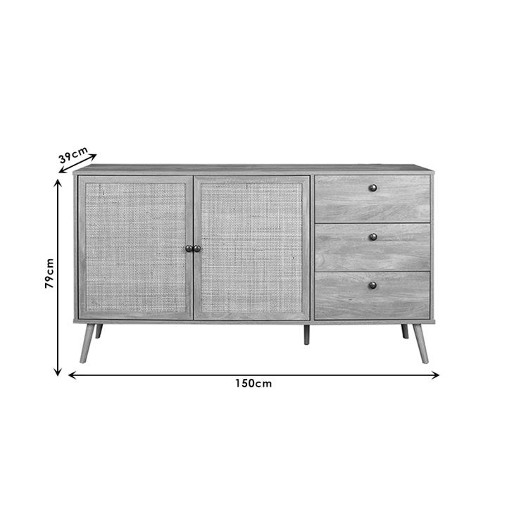Buffet Oslo pakoworld blacknatural 150x39x79cm
