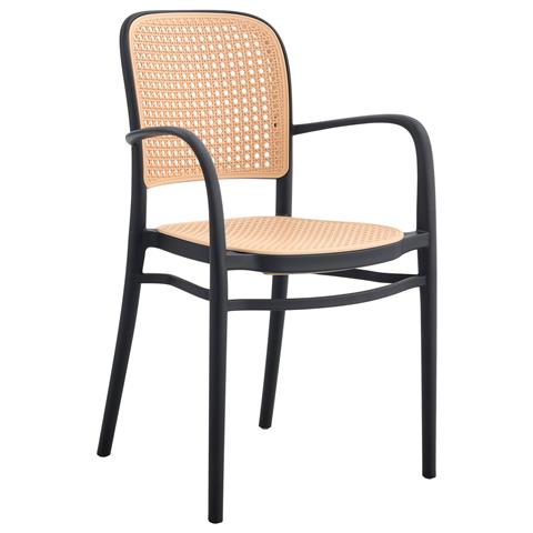 ARMCHAIR POLYPROPYLENE HM5938.02 BLACK AND BEIGE 56x52.5x85.5Hcm.