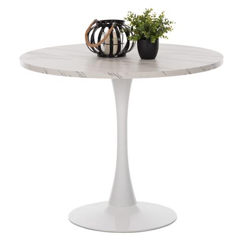 ΤΡΑΠΕΖΙ ΤΡΑΠΕΖΑΡΙΑΣ ΣΤΡΟΓΓΥΛΟ WHITE MARBLE HM9421.01 Φ90x74Y εκ.