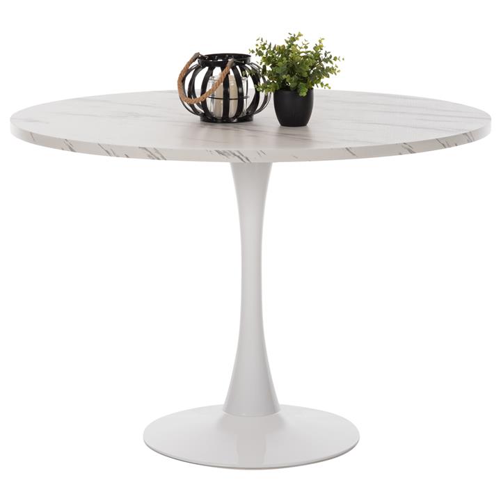 ROUND DINING TABLE HM9422.01 MELAMINE IN WHITE MARBLE METAL LEG Φ120x74Hcm.