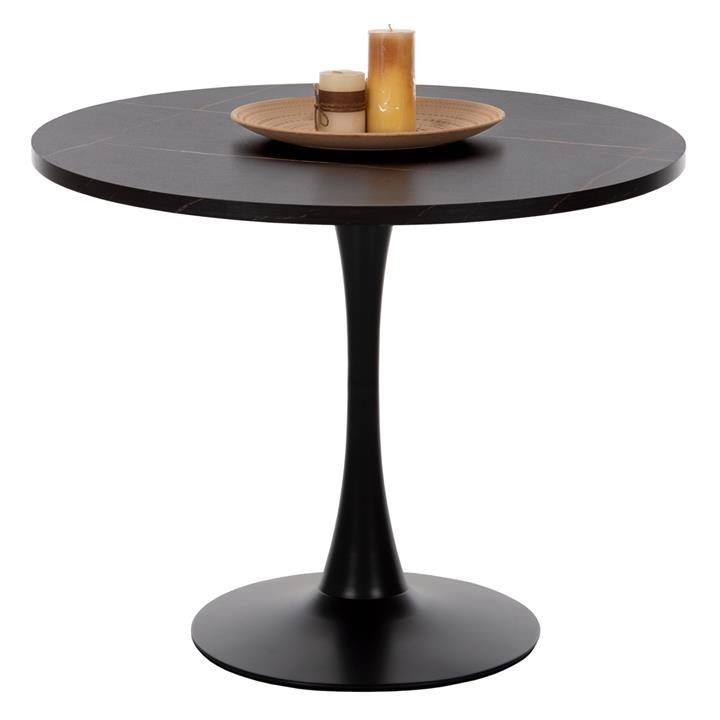 ΤΡΑΠΕΖΙ ΤΡΑΠΕΖΑΡΙΑΣ ΣΤΡΟΓΓΥΛΟ BLACK MARBLE HM9421.02 Φ90x74 εκ.