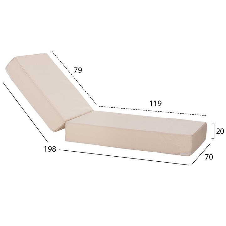SUNBED CUSHION TEXTLINE SIFNOS BEIGE FB911761.02 198(119+79)x70x20Hcm.