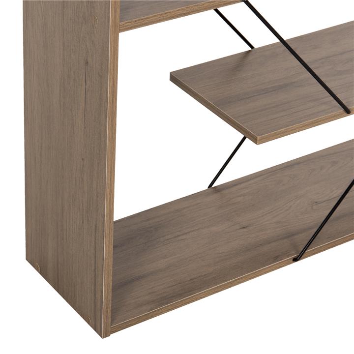 BOOKCASE TARS HM2240.13 OLIVE GREY MELAMINE-BLACK METAL RODS 84x24x157Hcm.