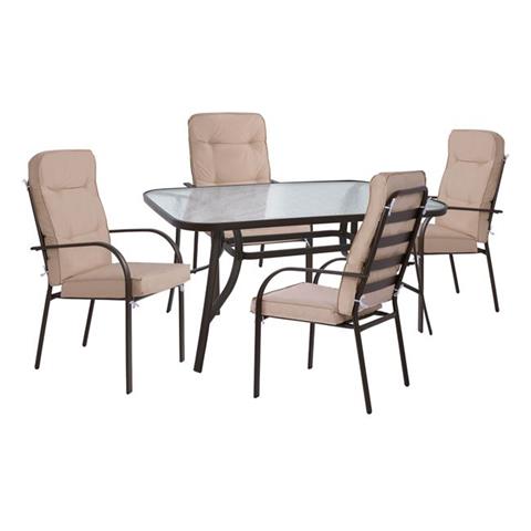 Set Dining Table 5pieces HM10562.01 with table 150x90x72cm from metal brown