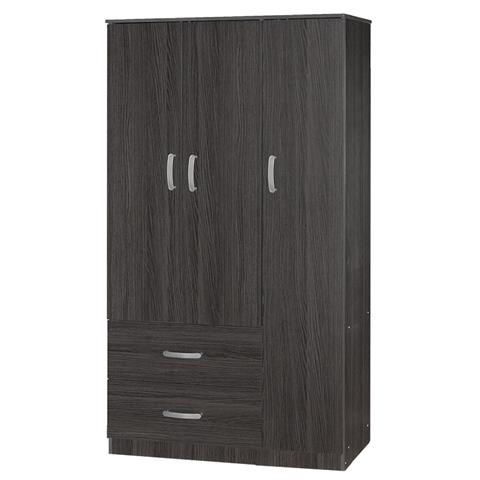 Wardrobe Zelia pakoworld with 3 doors and drawers in wenge eo color 90x42x180cm