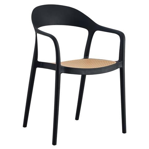 ARMCHAIR POLYPROPYLENE HM5935.02 BLACK WITH BEIGE SEAT 57x53x81Hcm.