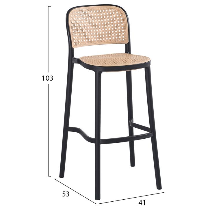 BAR STOOL HM5939.02 POLYPROPYLENE BLACK-BEIGE 41x53x103Hcm.