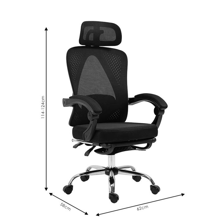 Office chair manager with footrest Titan pakoworld Premium Quality fabric-mesh black