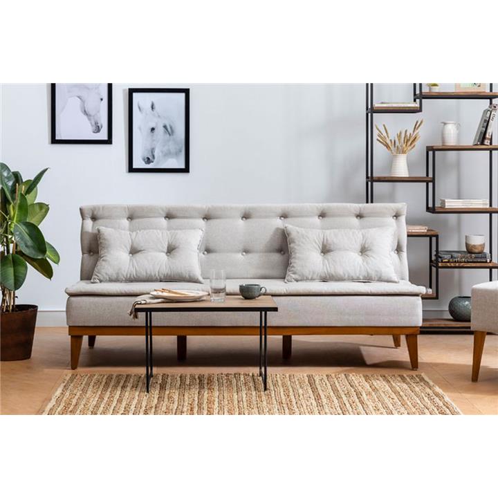 3 seater sofa-bed PWF-0179 fabric cream color 180x80x78cm