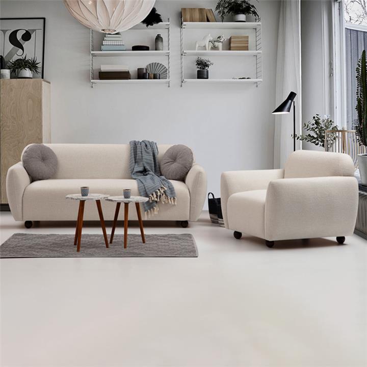 Πολυθρόνα Arabella pakoworld ύφασμα εκρού 90x86x86εκ
