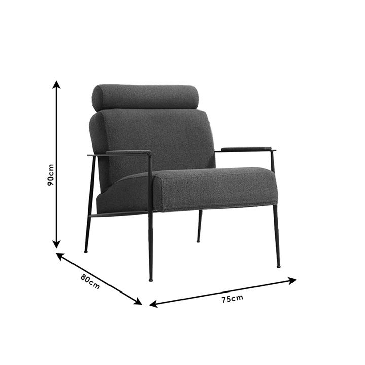 Armchair PWF-0572 pakoworld fabric gray 75x80x90cm