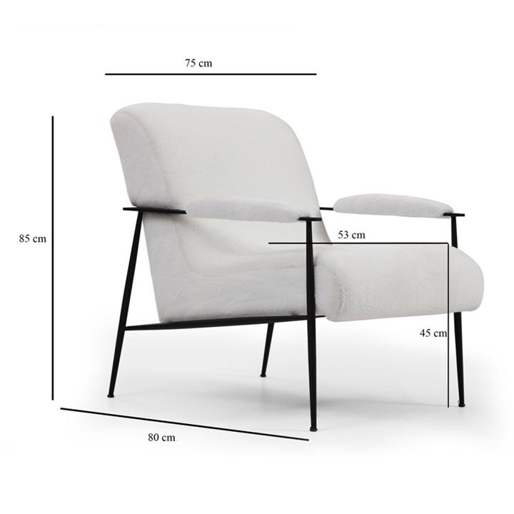 Πολυθρόνα PWF-0578 pakoworld ύφασμα λευκό 75x80x85εκ