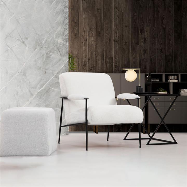 Πολυθρόνα PWF-0578 pakoworld ύφασμα λευκό 75x80x85εκ