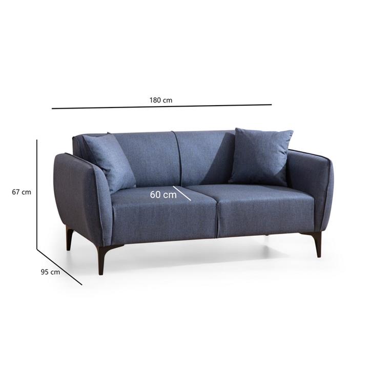 2 seater sofa PWF-0565 pakoworld fabric blue 180x95x67cm