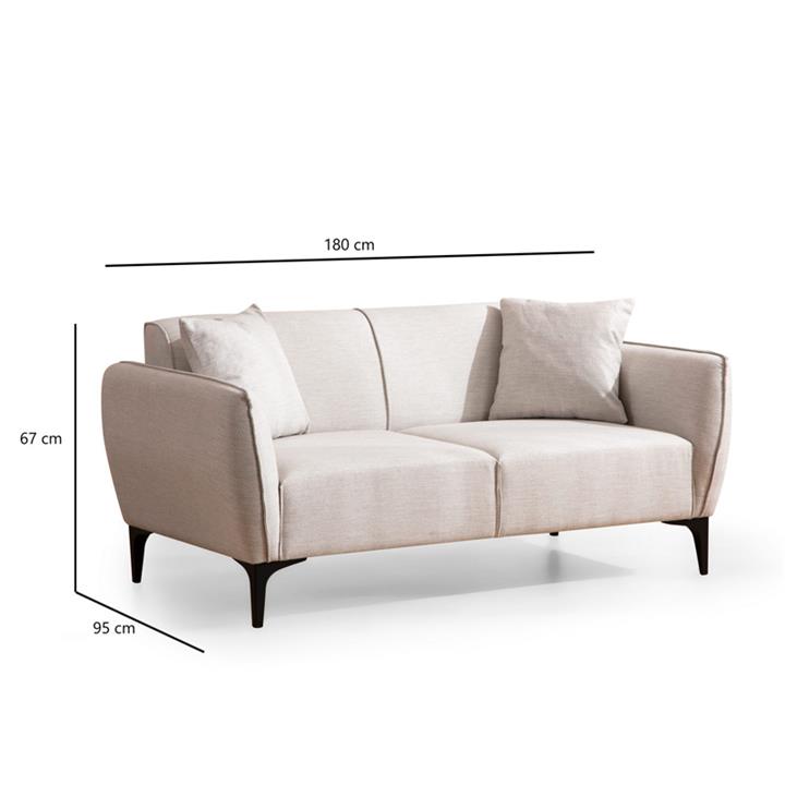 2 seater sofa PWF-0565 pakoworld fabric off white 180x95x67cm