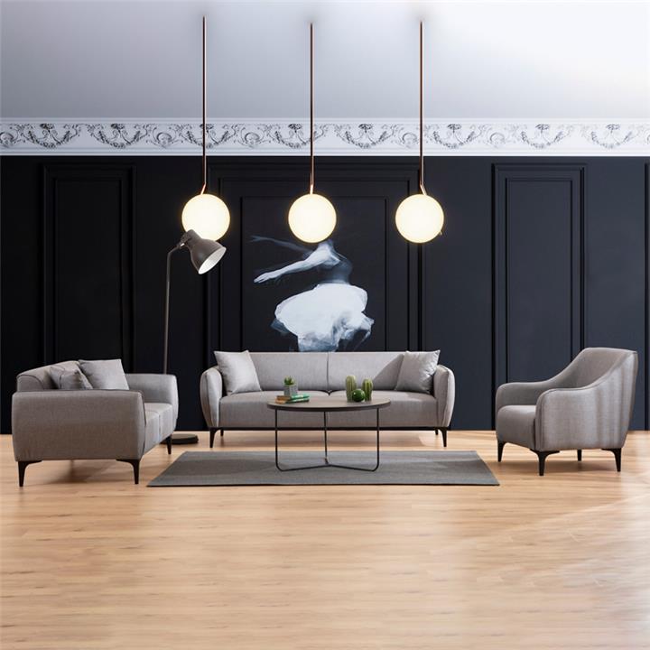 2 seater sofa PWF-0565 pakoworld fabric grey 180x95x67cm