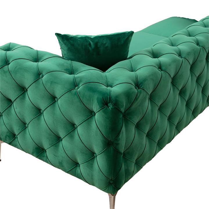 3 seater sofa PWF-0579 pakoworld Chesterfield type fabric green 237x90x73cm