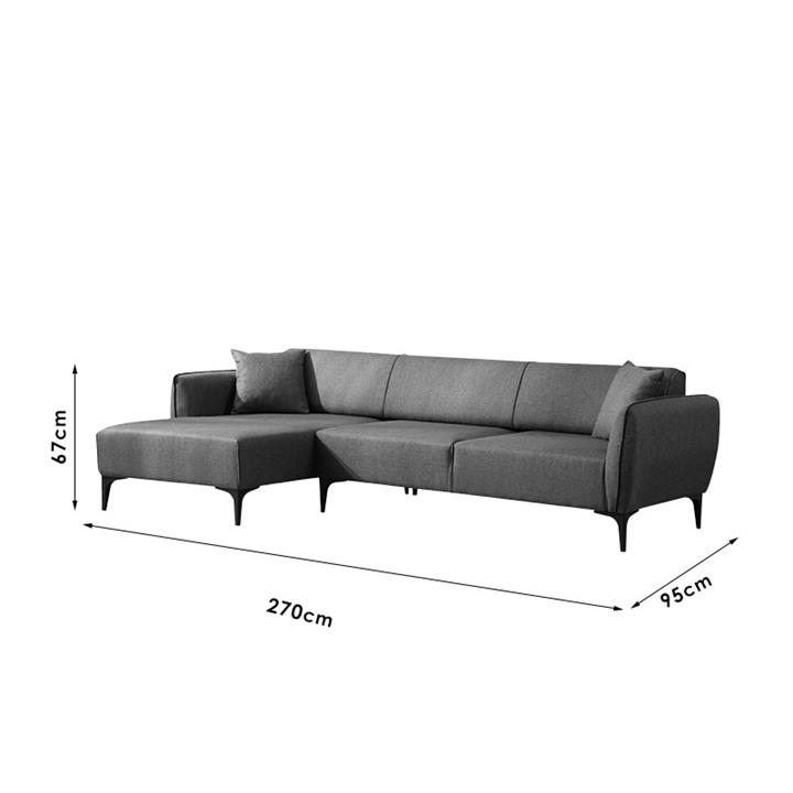 Corner sofa PWF-0565 pakoworld right corner fabric off white 270x95x67cm