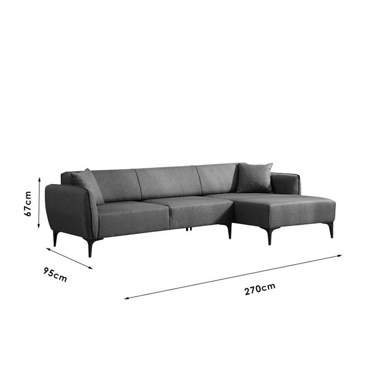 Corner sofa PWF-0565 pakoworld left corner fabric grey 270x95x67cm