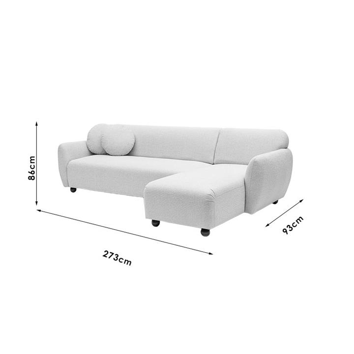 Corner sofa Arabella pakoworld left corner fabric white 273x93x86cm