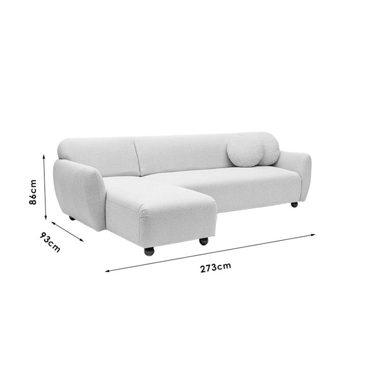 Corner sofa Arabella pakoworld right corner fabric white 273x93x86cm