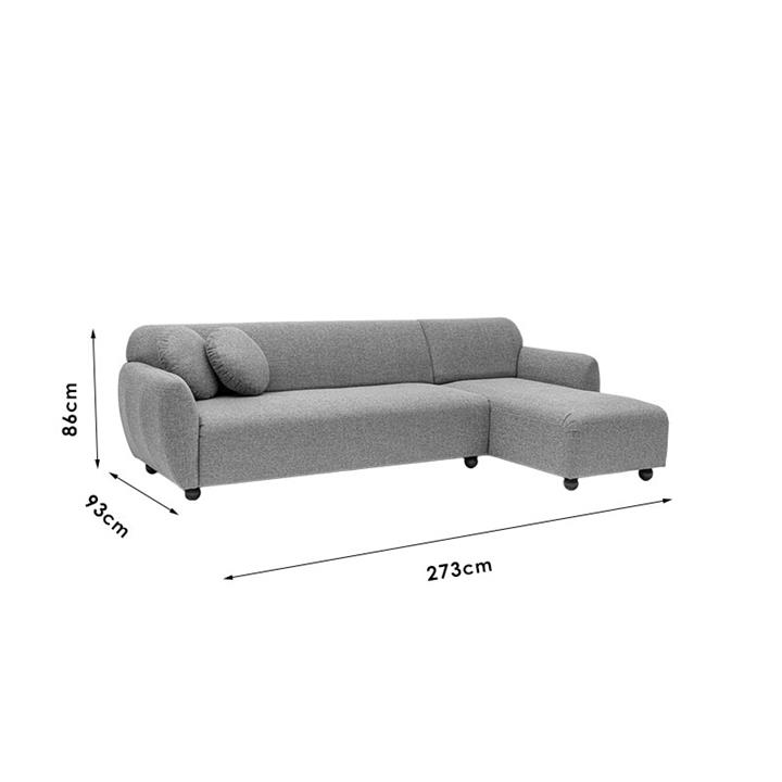 Corner sofa Arabella pakoworld left corner fabric grey 273x93x86cm