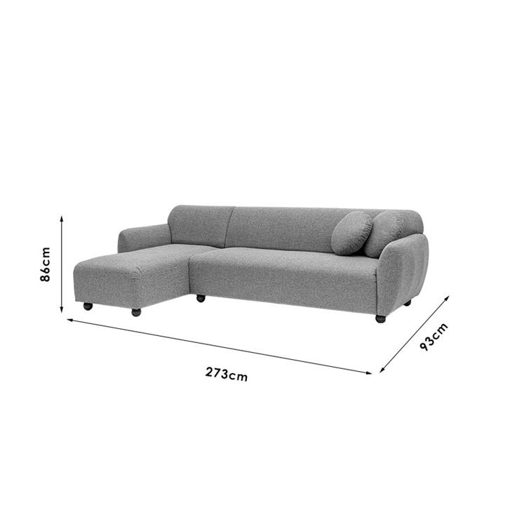 Corner sofa Arabella pakoworld right corner fabric grey 273x93x86cm