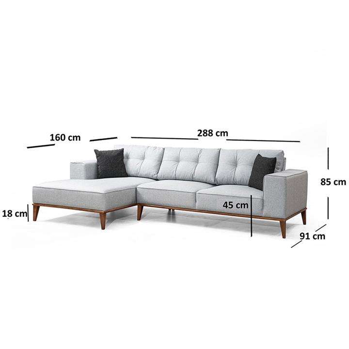 Corner sofa PWF-0504 pakoworld right corner fabric gray-walnut 288x160x85cm