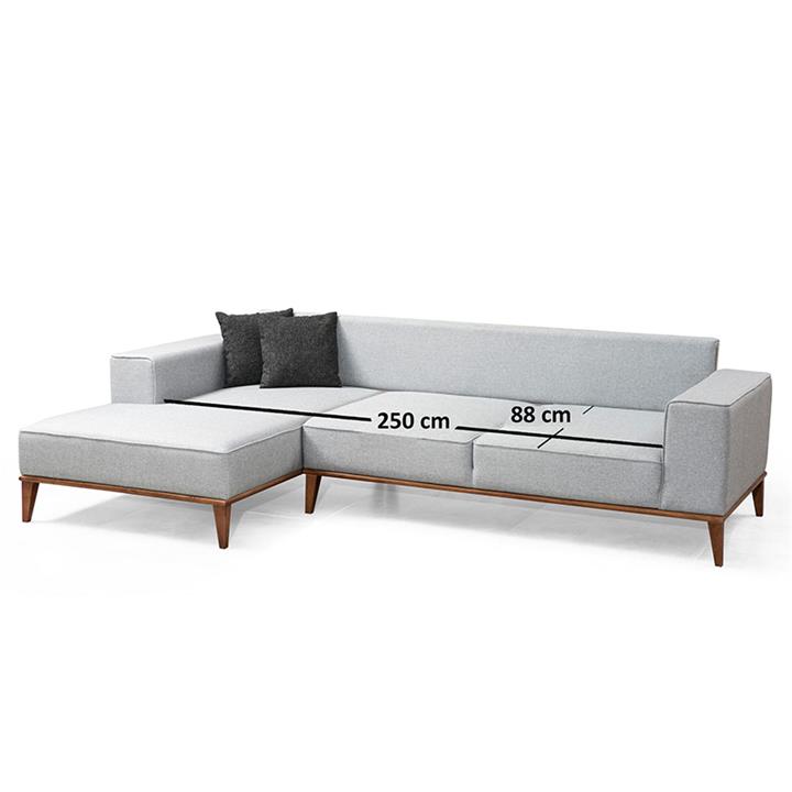 Corner sofa PWF-0504 pakoworld right corner fabric gray-walnut 288x160x85cm