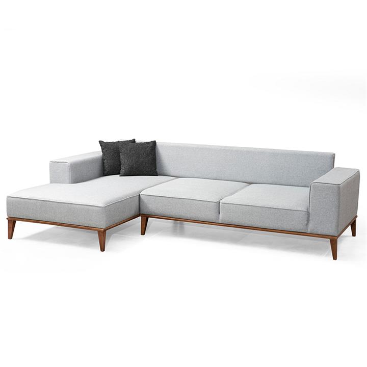Corner sofa PWF-0504 pakoworld right corner fabric gray-walnut 288x160x85cm