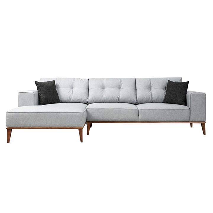Corner sofa PWF-0504 pakoworld right corner fabric gray-walnut 288x160x85cm
