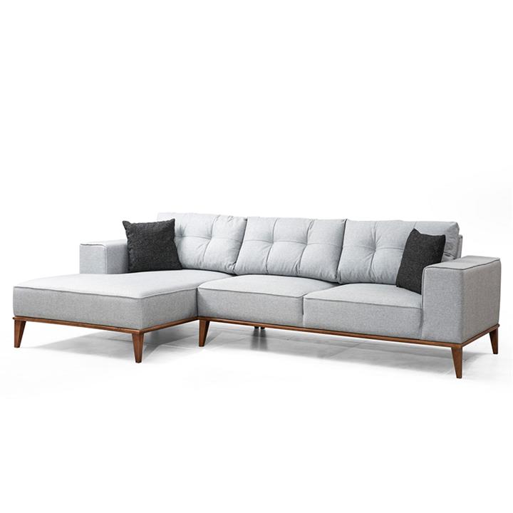 Corner sofa PWF-0504 pakoworld right corner fabric gray-walnut 288x160x85cm