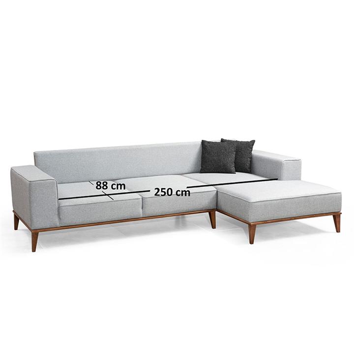 Corner sofa PWF-0504 pakoworld left corner fabric gray-walnut 288x160x85cm