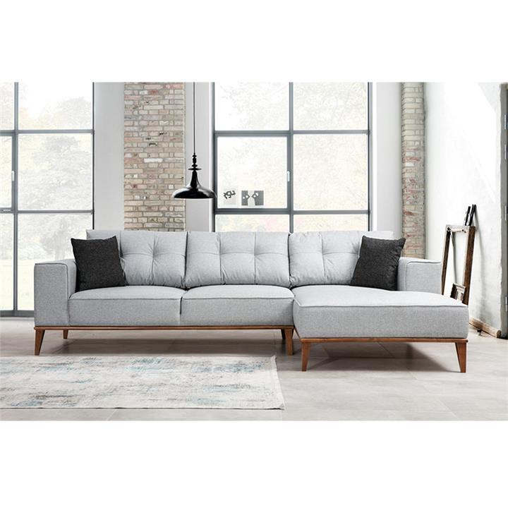 Corner sofa PWF-0504 pakoworld left corner fabric gray-walnut 288x160x85cm