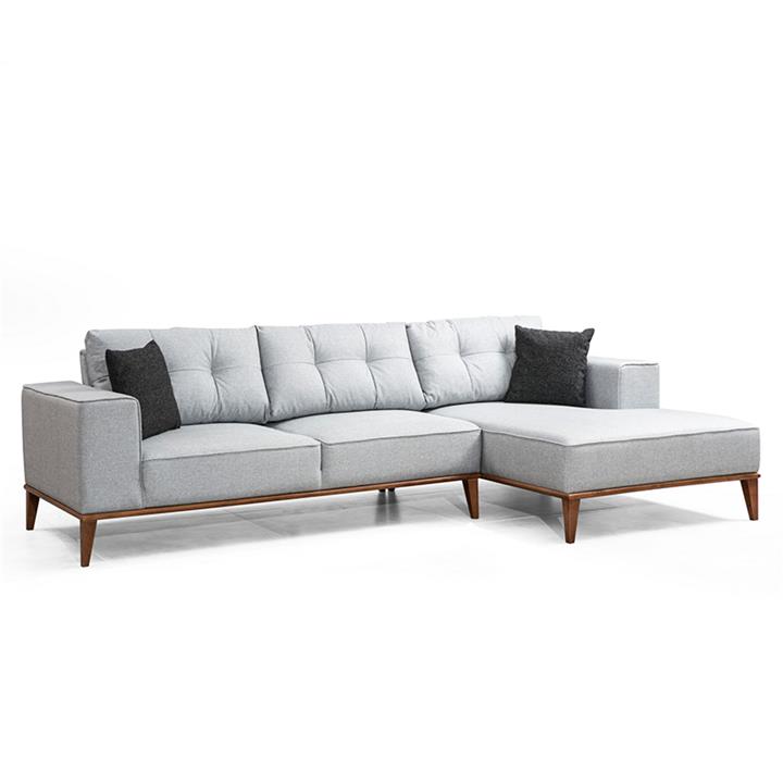 Corner sofa PWF-0504 pakoworld left corner fabric gray-walnut 288x160x85cm