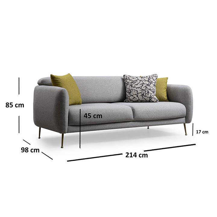 3-seater sofa PWF-0513 pakoworld fabric gray-black 214x98x85cm