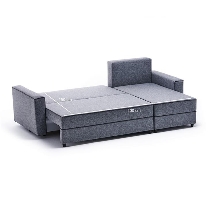 Corner sofa-bed PWF-0524 pakoworld left corner fabric dark gray-walnut 242x145x88cm