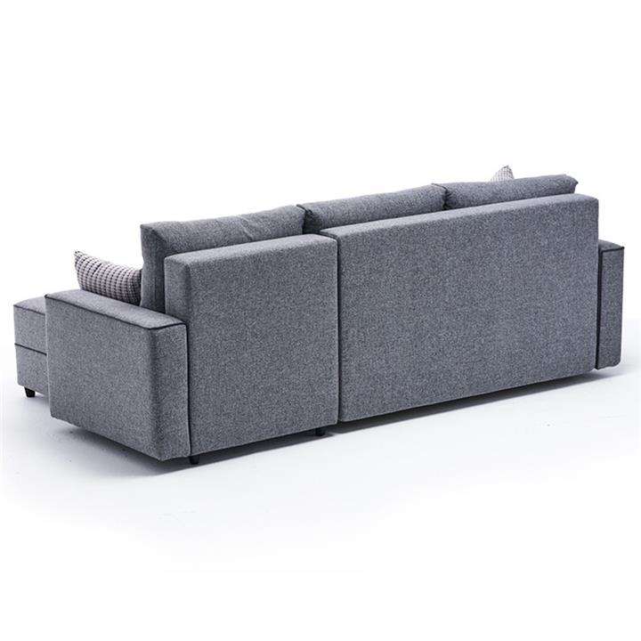 Corner sofa-bed PWF-0524 pakoworld left corner fabric dark gray-walnut 242x145x88cm