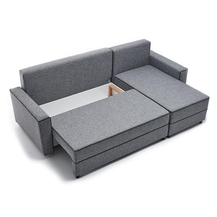 Corner sofa-bed PWF-0524 pakoworld left corner fabric dark gray-walnut 242x145x88cm
