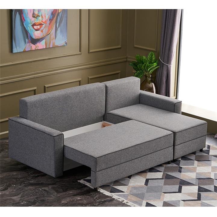 Corner sofa-bed PWF-0524 pakoworld left corner fabric dark gray-walnut 242x145x88cm