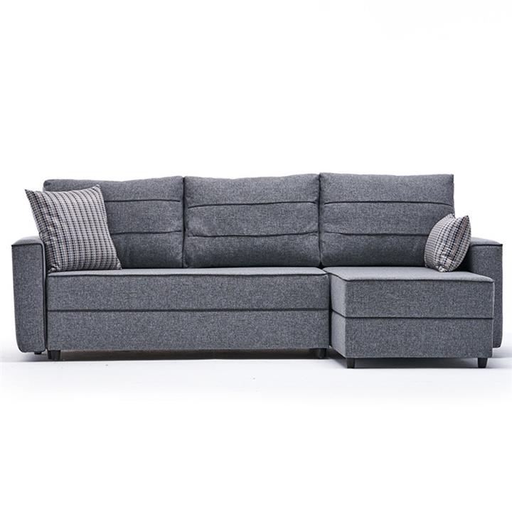 Corner sofa-bed PWF-0524 pakoworld left corner fabric dark gray-walnut 242x145x88cm