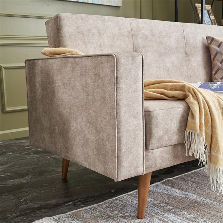 3-seater sofa-bed PWF-0528 pakoworld fabric beige antique - walnut 214x75x90cm