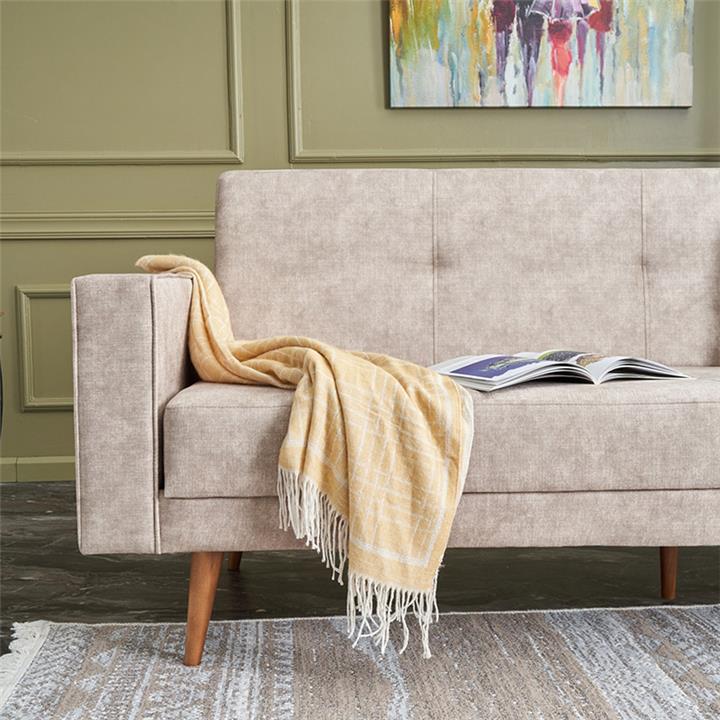 3-seater sofa-bed PWF-0528 pakoworld fabric beige antique - walnut 214x75x90cm